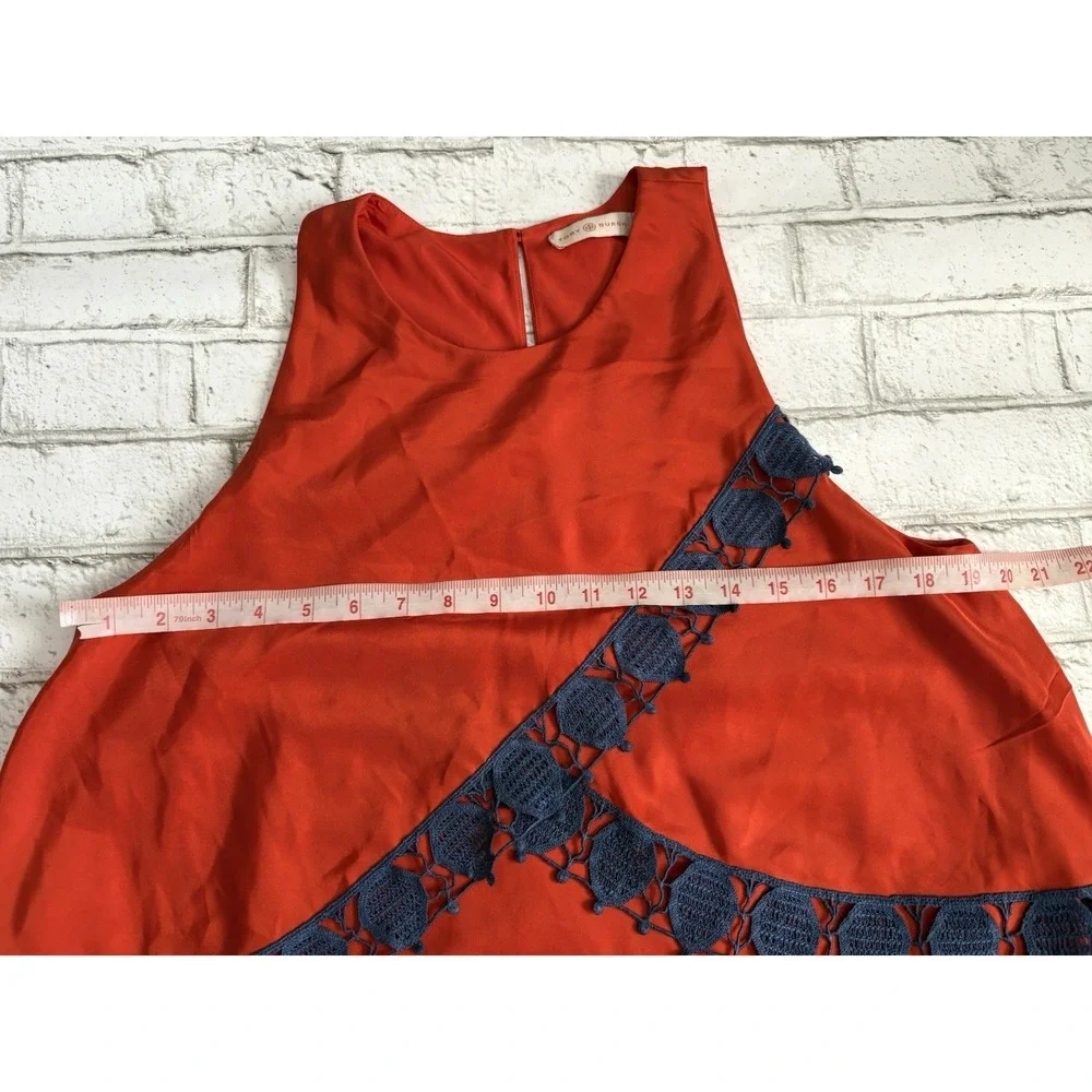 Tory Burch 100% silk sleeveless shift dress Orange Red Sz‎ 12